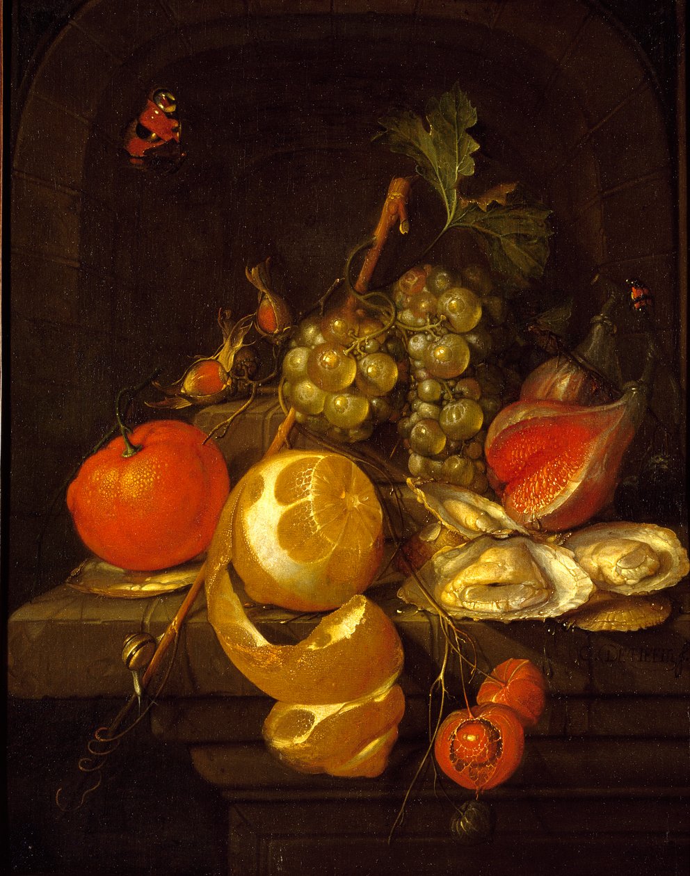 Zátiší s ovocem a ústřicemi, polovina 50. let 17. století od Cornelis de Heem