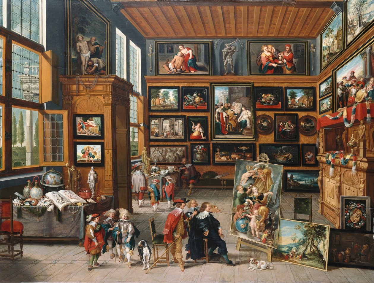 Prostorná vstupní hala s obrazy, sběratelské předměty, umělec a znalec, cca 1635-1640 od Cornelis de I Baellieur