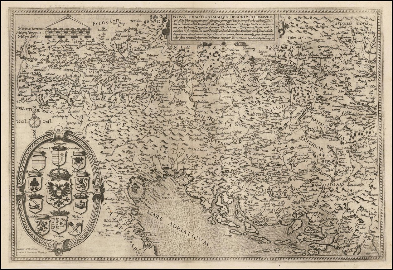 Mapa Dunaje z roku 1593 od Cornelise de Jodeho od Cornelis de Jode