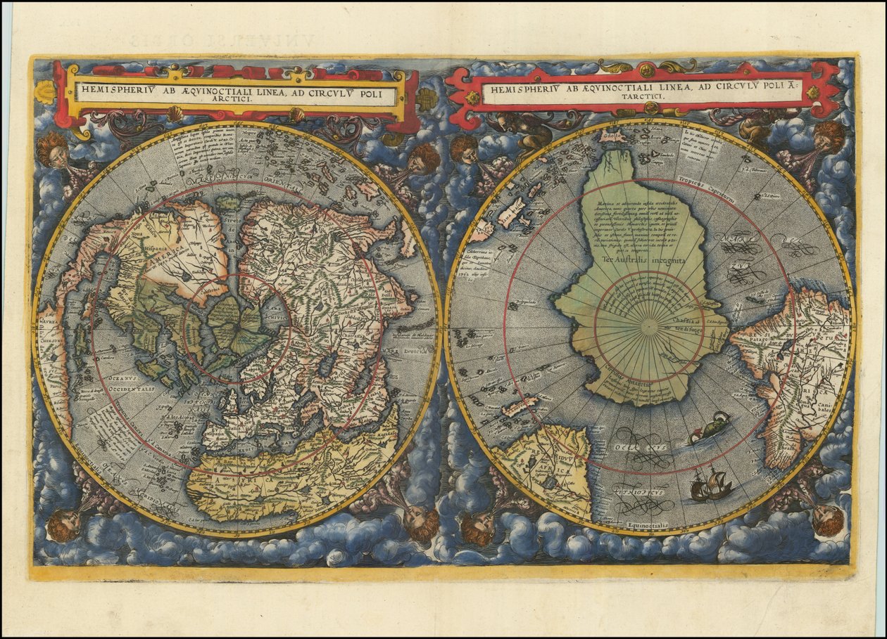 Hemispheriu ab Aequinoctiali Linea, ad Circulu Poli Arctici, 1593 od Cornelis de Jode