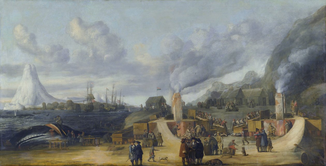 Rafinerie velrybího oleje u vesnice Smerenburg od Cornelis de Man