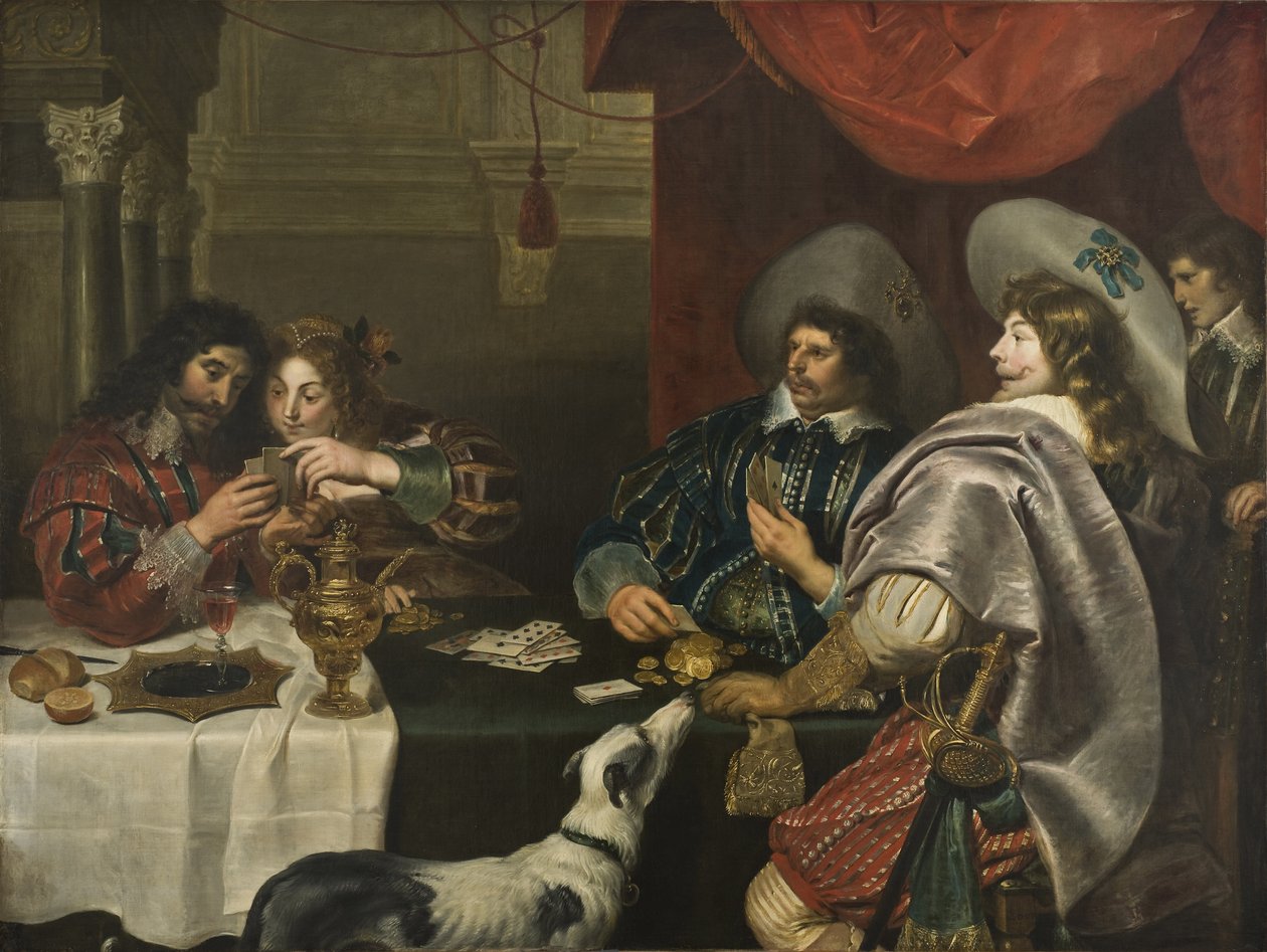 Karetní hra - Karetní hra, Vos, Cornelis de (1584-1651). Olej na plátně. Rozměr: 171 x 228 cm. Národní muzeum Stockholm od Cornelis de Vos