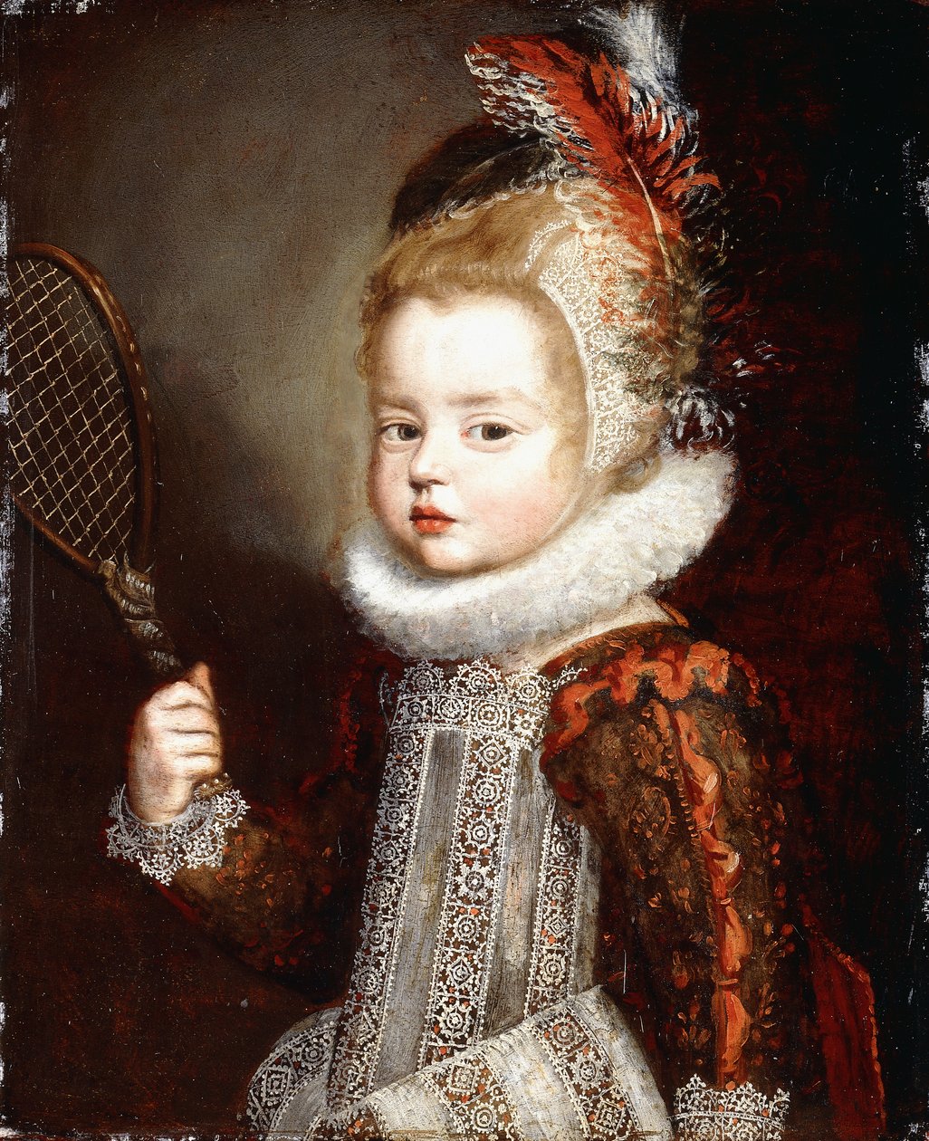 Portrét dívky, poloviční délka, držící tenisovou raketu od Cornelis de Vos