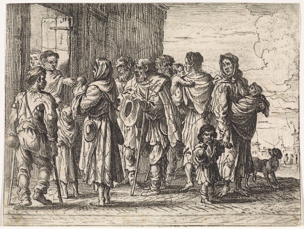 Žebráci do kláštera Žánrové scény (název seriálu) od Cornelis de Wael