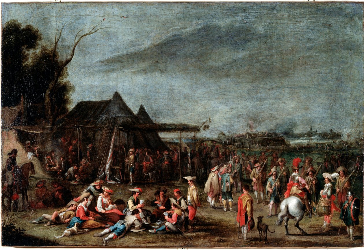 Bivak de soldats (bivak vojáků) Obraz Cornelis De Wael (1592-1667) 17. století Rozměr 50x75 cm Genes, Musei di Strada Nuova (ex Palazzo Bianco) od Cornelis de Wael