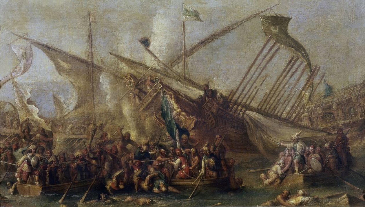Boarding’, 17. století, vlámské baroko, Olej na plátně, 47 cm x 84 cm, P01157 od Cornelis de Wael