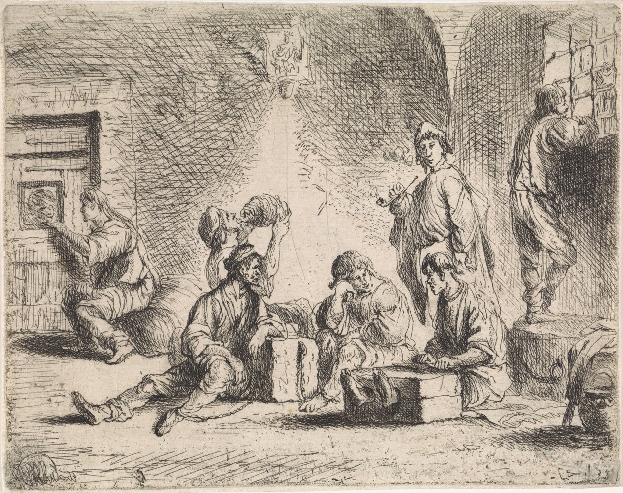 Vězni v žaláři Žánrové scény (název seriálu) od Cornelis de Wael