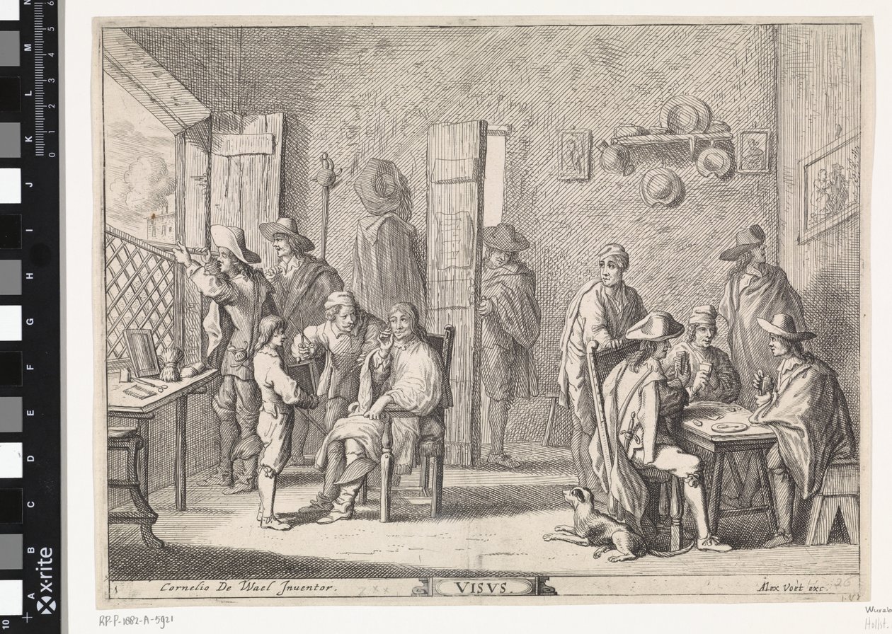 Pohled Visvs (název na objektu) Pět smyslů (název série) od Cornelis de Wael