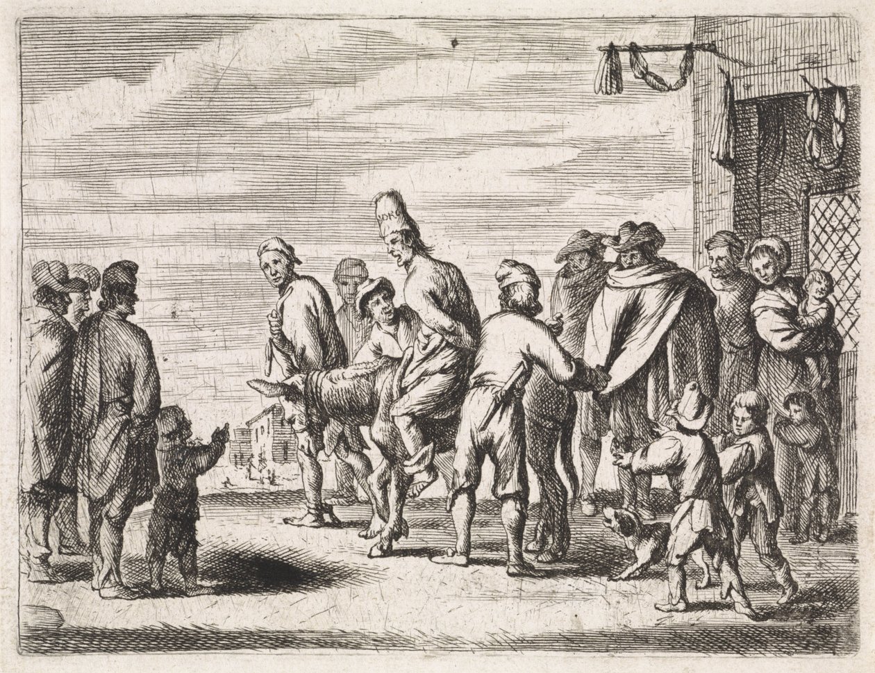 Muž přivázaný k oslu Žánrové scény (název seriálu) od Cornelis de Wael