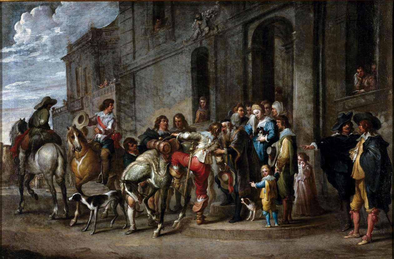 Podobenství z Bible: „Odchod marnotratného syna““ Obraz Cornelis De Wael (1592-1667) (ec.flam.) 1630-1639 Rozm. 57x86 cm Genes, soukromá sbírka od Cornelis de Wael