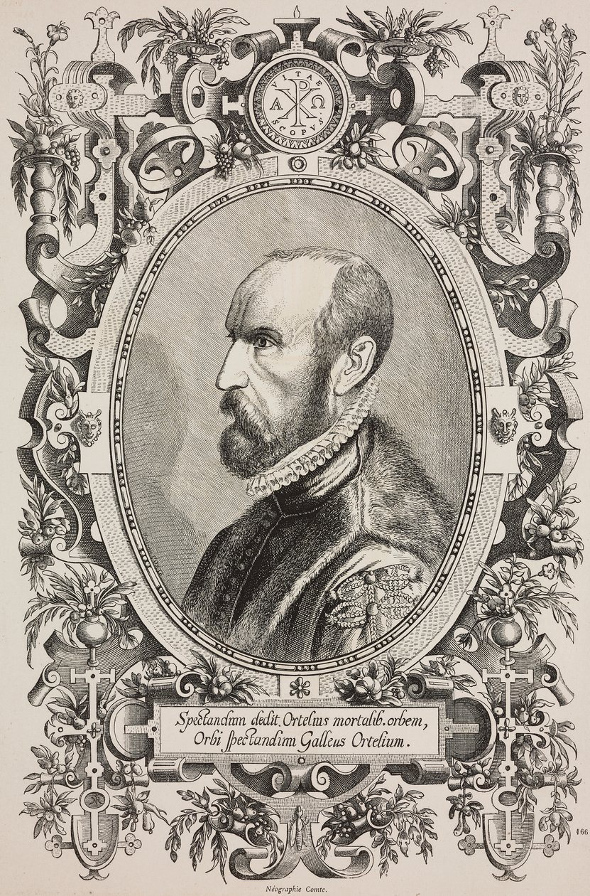 Portrét Abrahama Ortelia (1528-1598), rytina Cornelia Galleho staršího (1576-1650) z knihy L