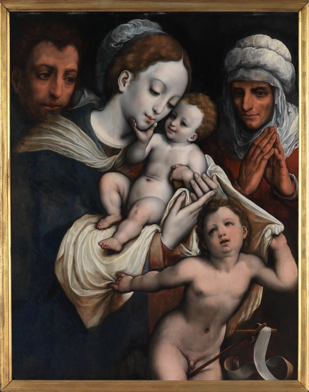 Svatá rodina s Elisabeth a Janem Křtitelem (olej na desce) od Cornelis van Cleve