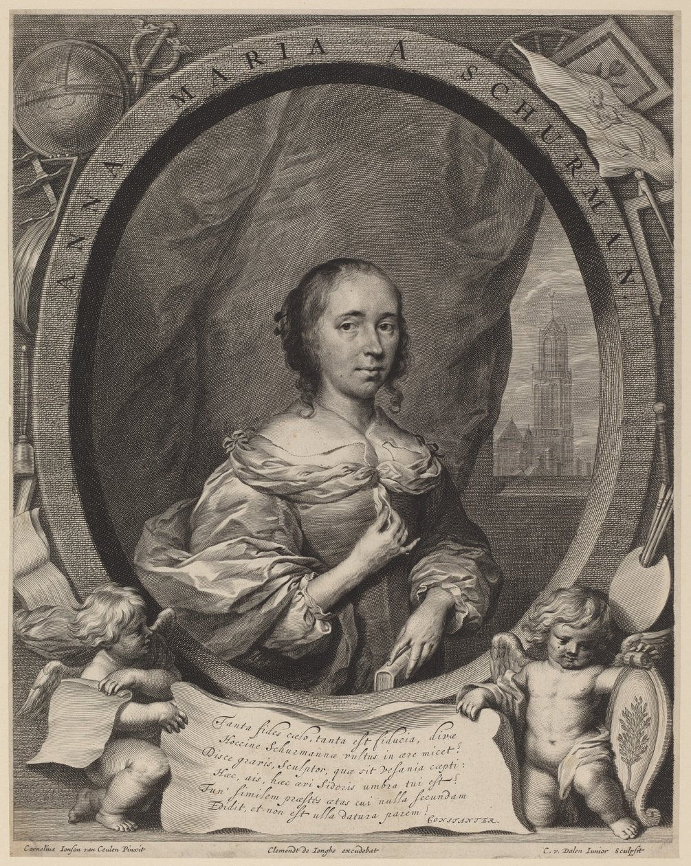 Anna Maria van Schurman od Cornelis van Dalen the Younger, after Cornelis Jonson