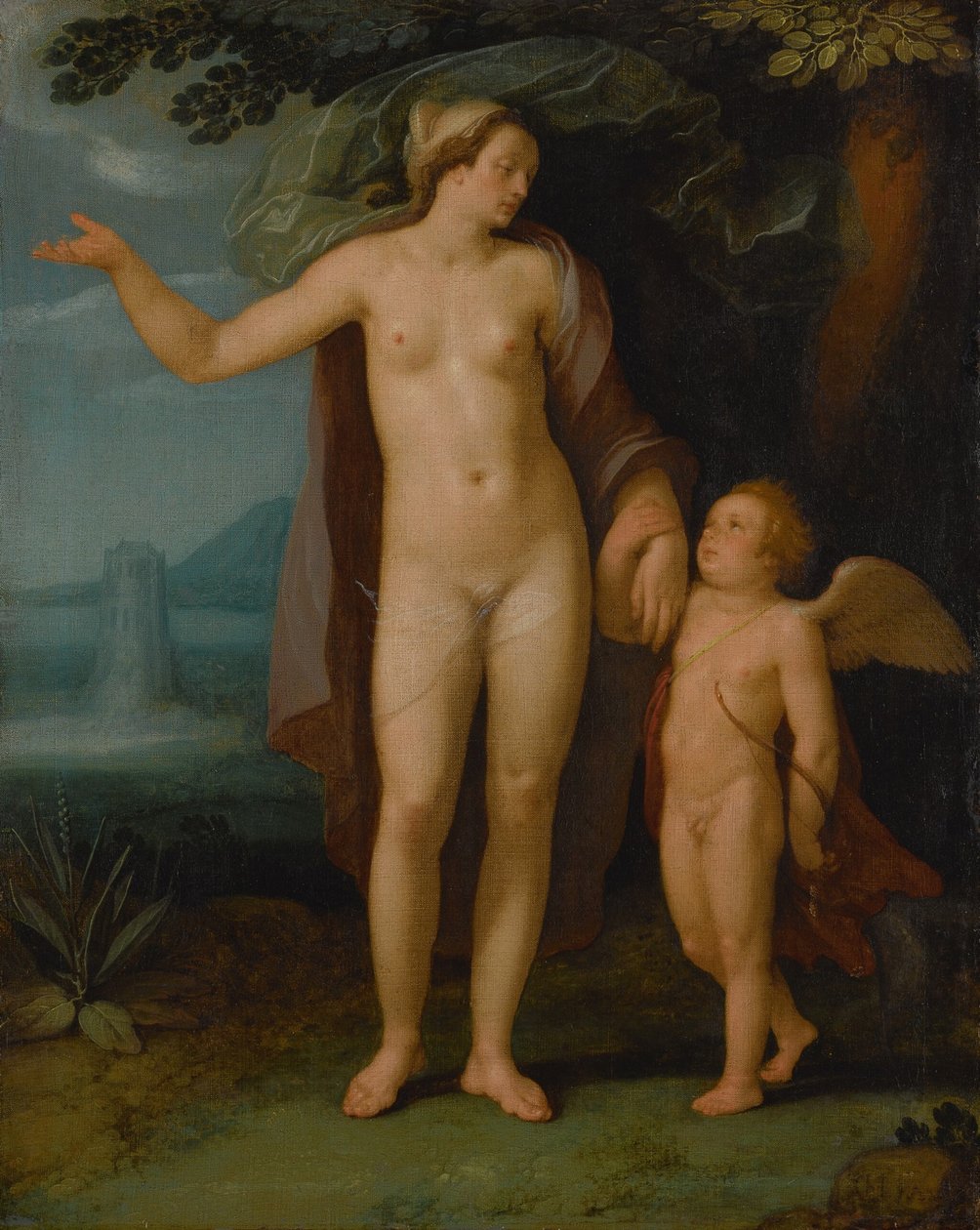 Nizozemsky: Venus en Cupido Venuše a Amor v krajině od Cornelis van Haarlem