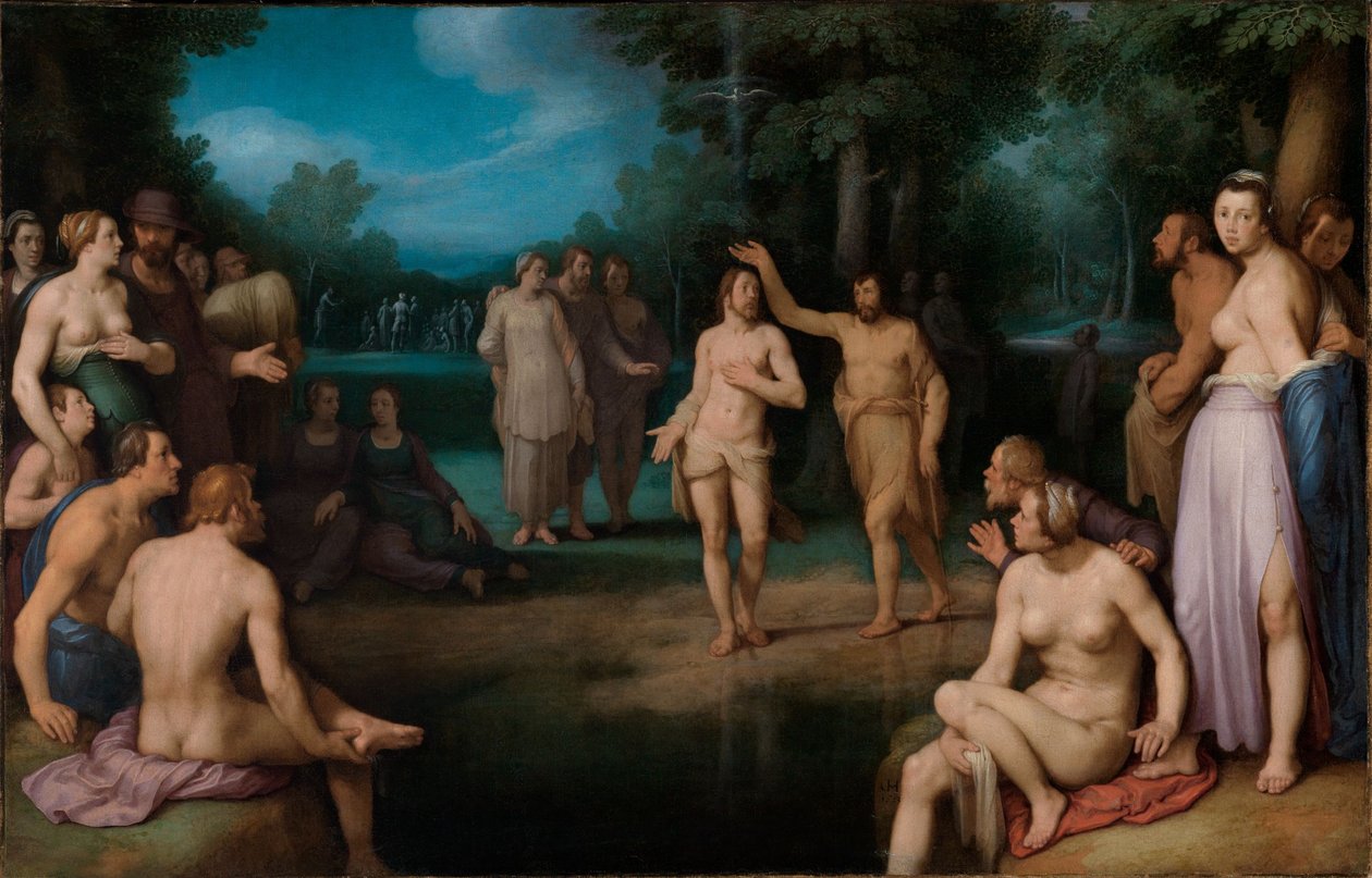 Německy: Taufe Christi Křest Krista od Cornelis van Haarlem