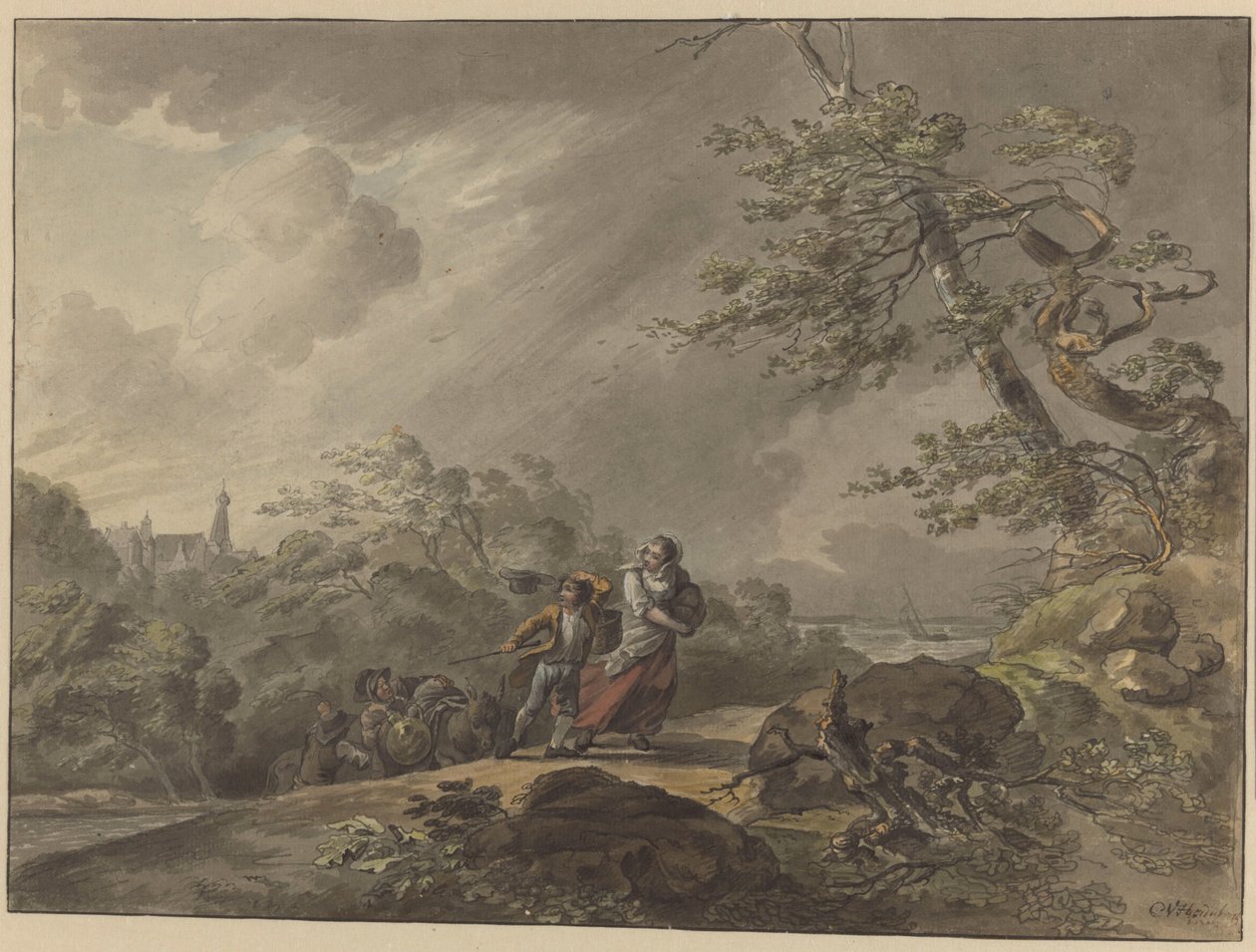 Cestovatelé přepadli bouři v Castle Doorwerth od Cornelis van Hardenbergh