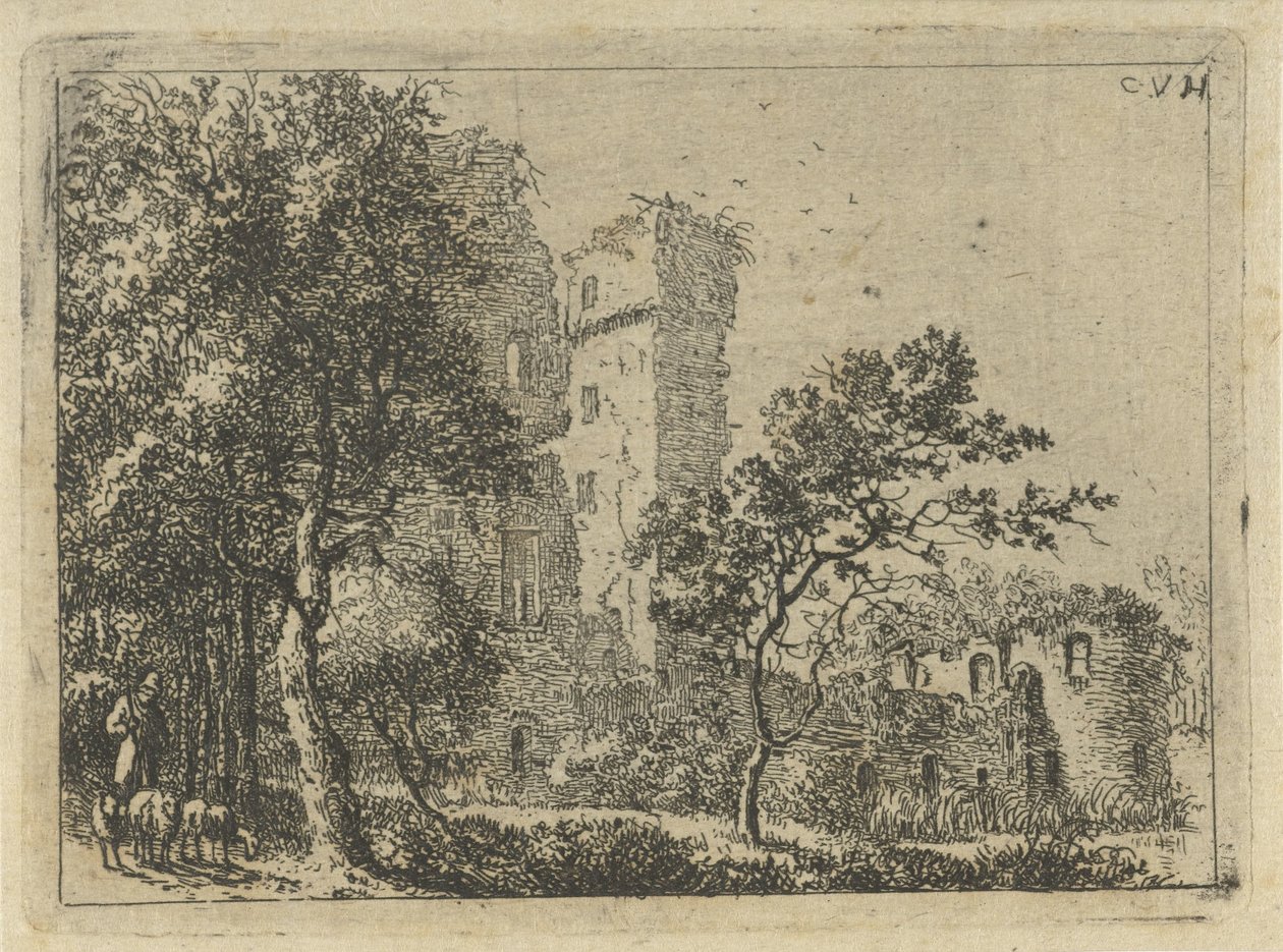 Ruiny hradu Duurstede od Cornelis van Hardenbergh