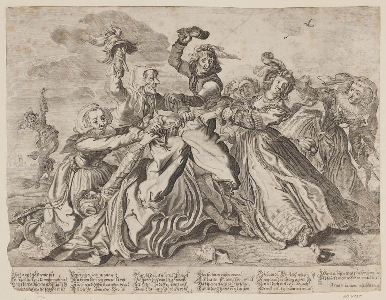 Seven women fighting for a man