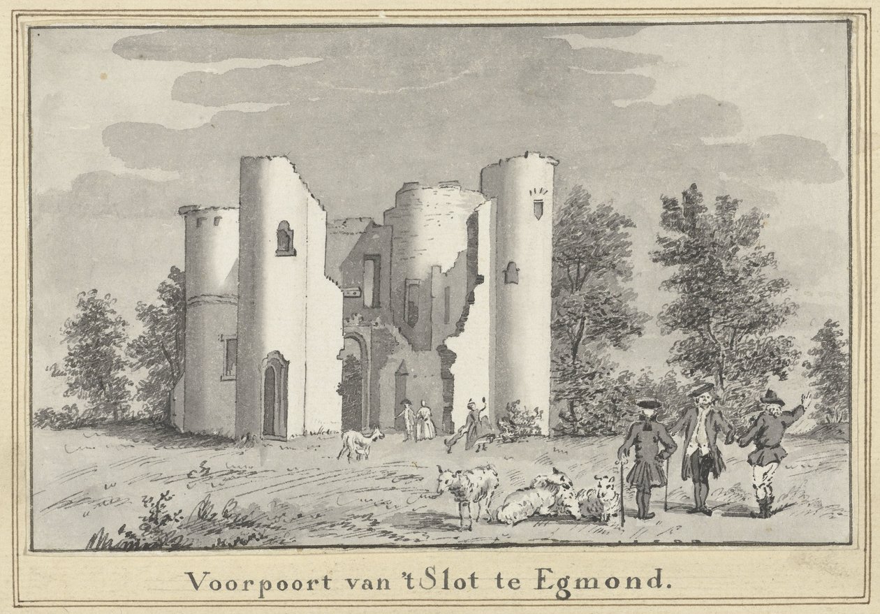 Zřícenina hradu v Egmondu od Cornelis van Noorde (attributed to)