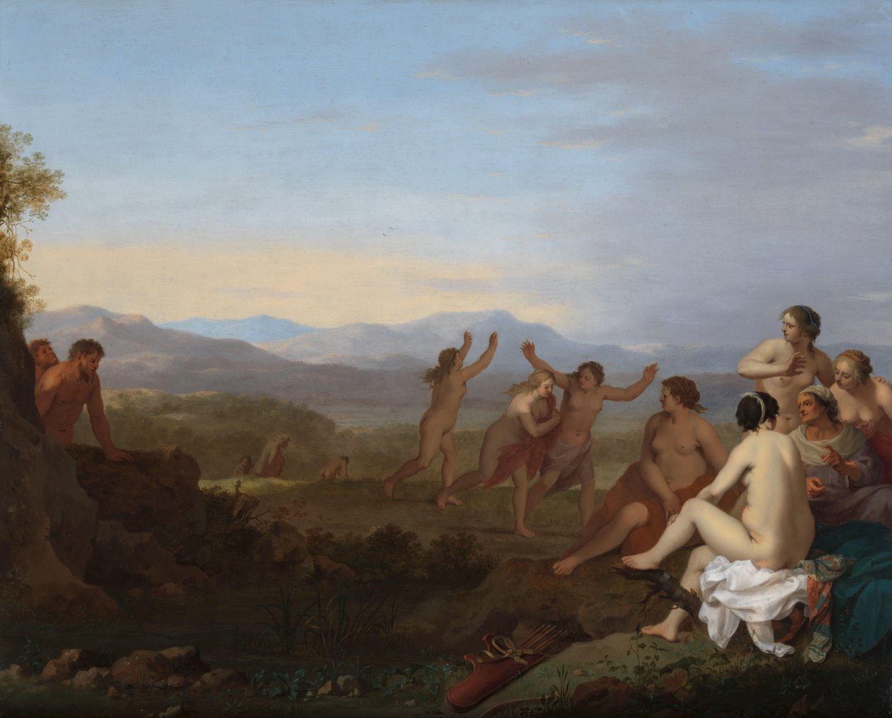 Satyrové špehují nymfy Satyrové pokukující po nymfách od Cornelis van Poelenburch