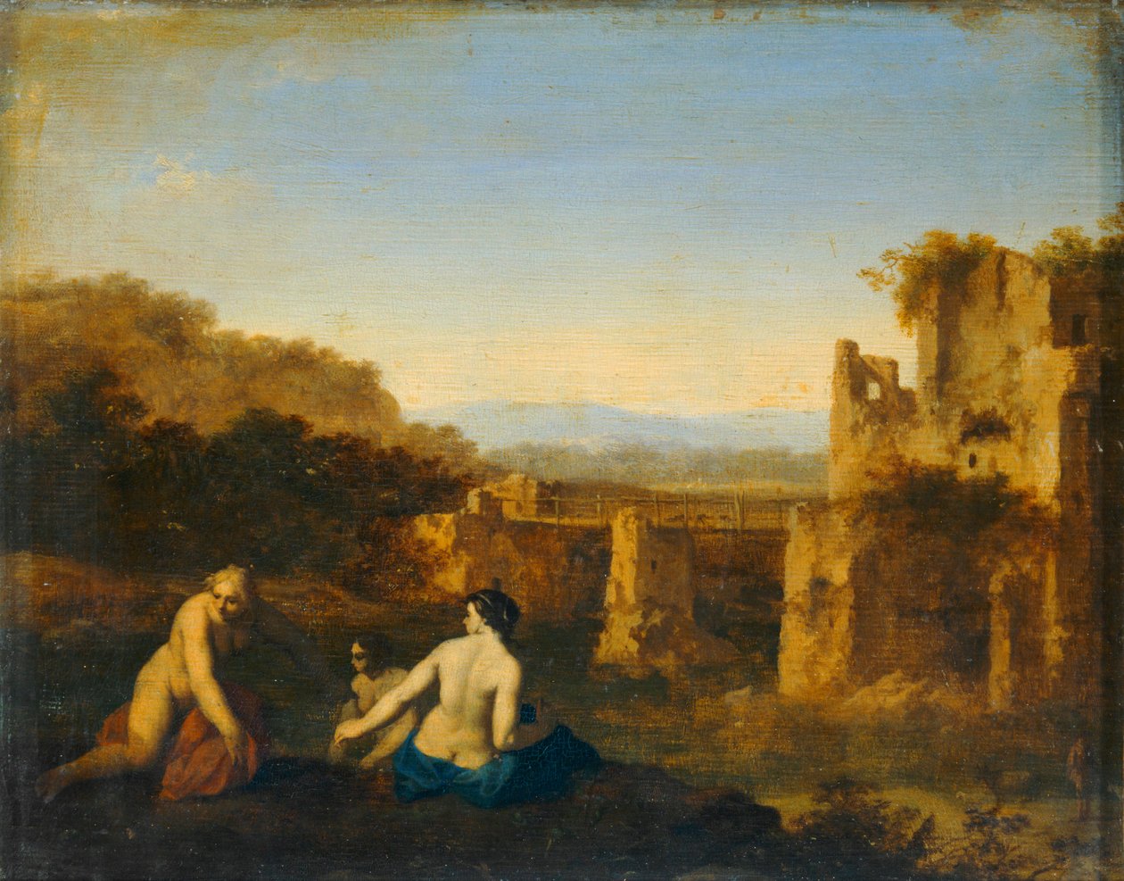 Koupající se v blízkosti starověkých ruin ... od Cornelis van Poelenburgh or Poelenburch