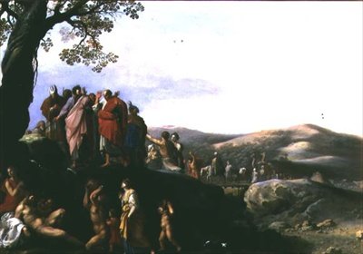 Mojžíš udeřil vodu ze skal od Cornelis van Poelenburgh or Poelenburch