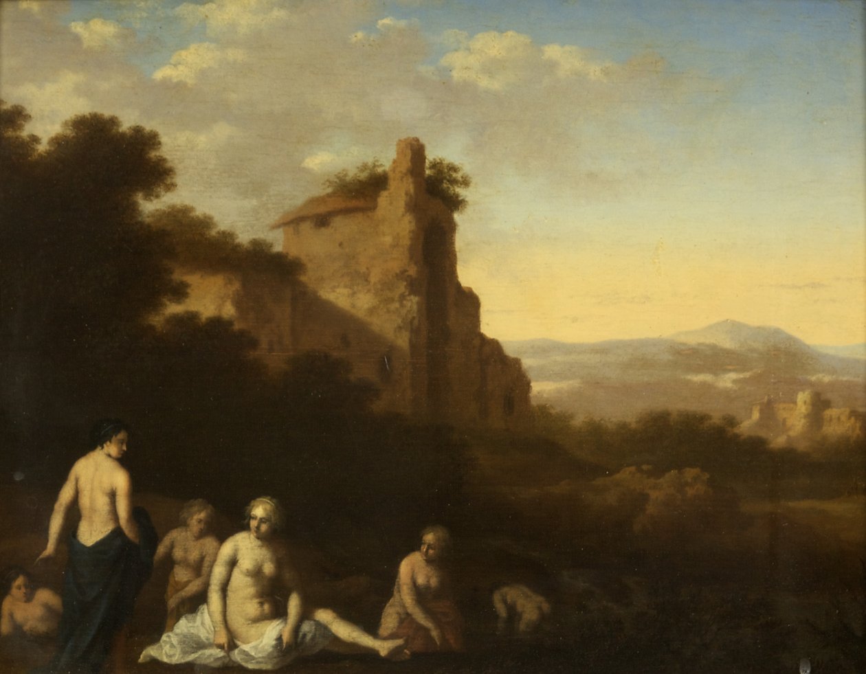 Koupání nymf (olej na panelu) od Cornelis van Poelenburgh or Poelenburch