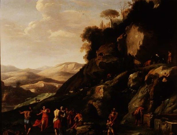 Rolníci tančící v krajině od Cornelis van Poelenburgh or Poelenburch