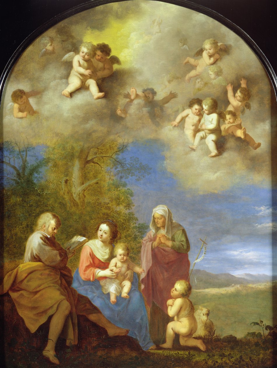 Svatá rodina (panel) od Cornelis van Poelenburgh or Poelenburch