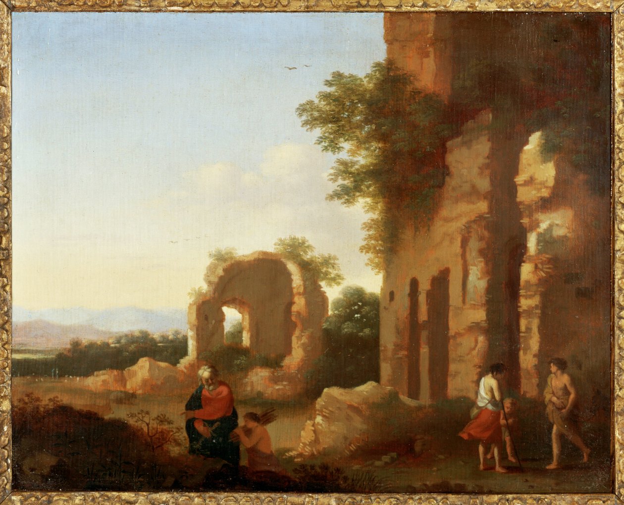 Odchod Abraháma a Izáka (malba na dřevě) od Cornelis van Poelenburgh or Poelenburch