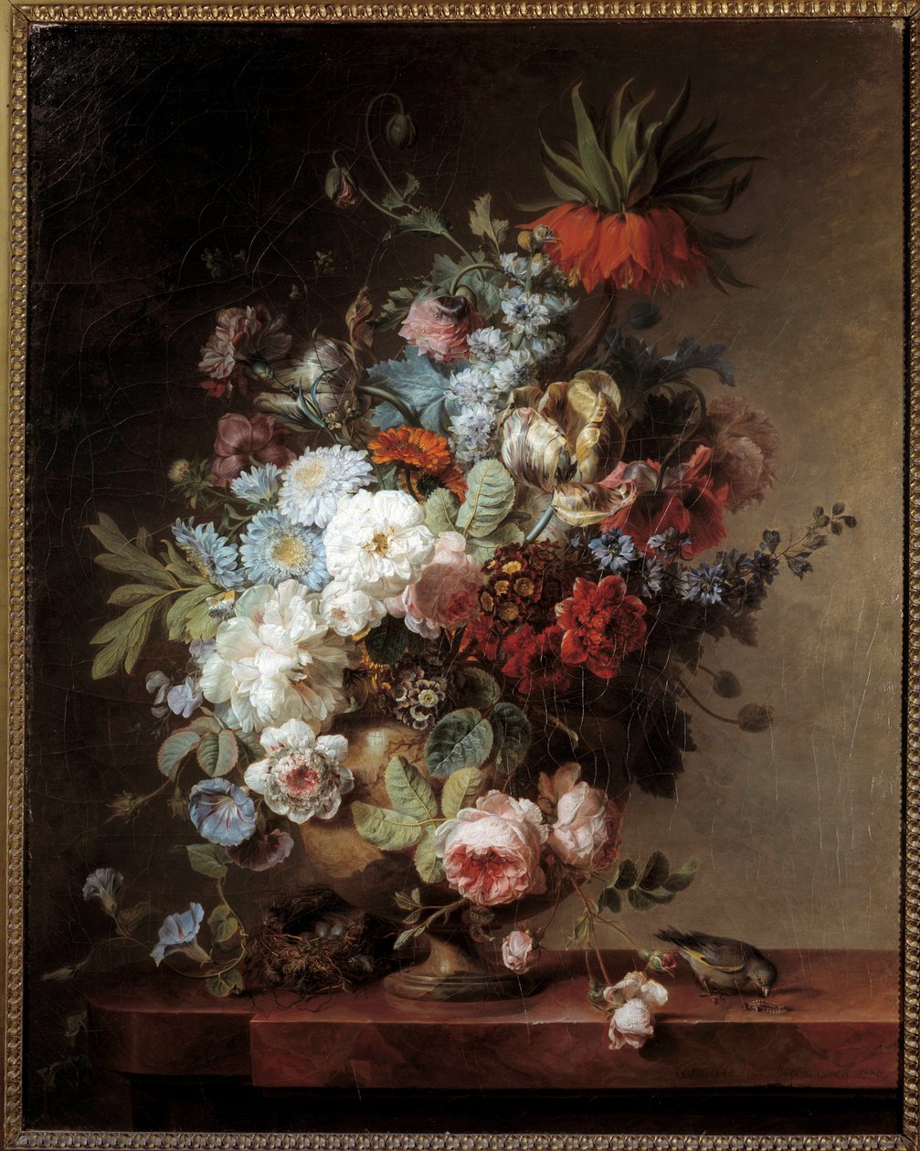Zátiší s květinami Malba Corneille Van Spaendoncka (1756-1840) 1789 Sun. 0,91 x 0,73 m od Cornelis van Spaendonck