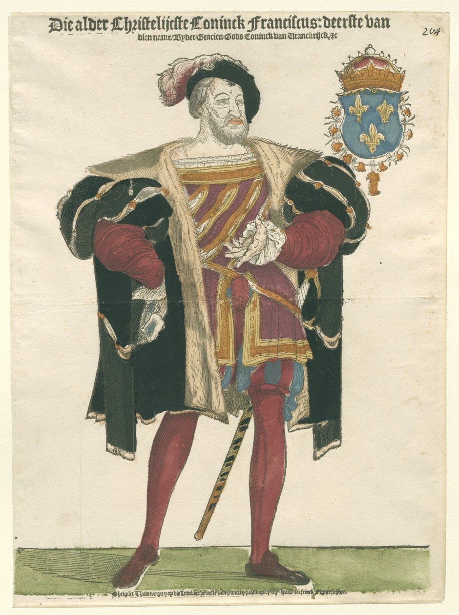 Portrét Francoise I. (1494-1547), krále Francie od Cornelisz Anthonisz