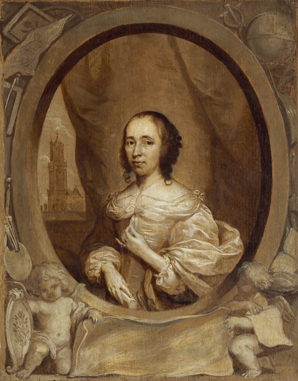 Anna Maria van Schurman, 1657 od Cornelius Janssen van Ceulen