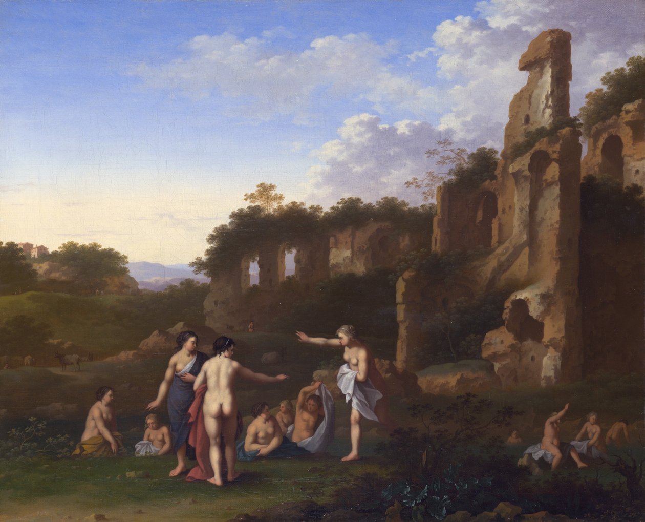 Ženy koupající se v krajině od Cornelis van Poelenburgh or Poelenburch