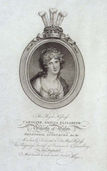 Její královská výsost, Caroline Amelia Elizabeth, princezna z Walesu (1768-1821), ryl P. Sintzenich od Cornelius (after) Hoyer