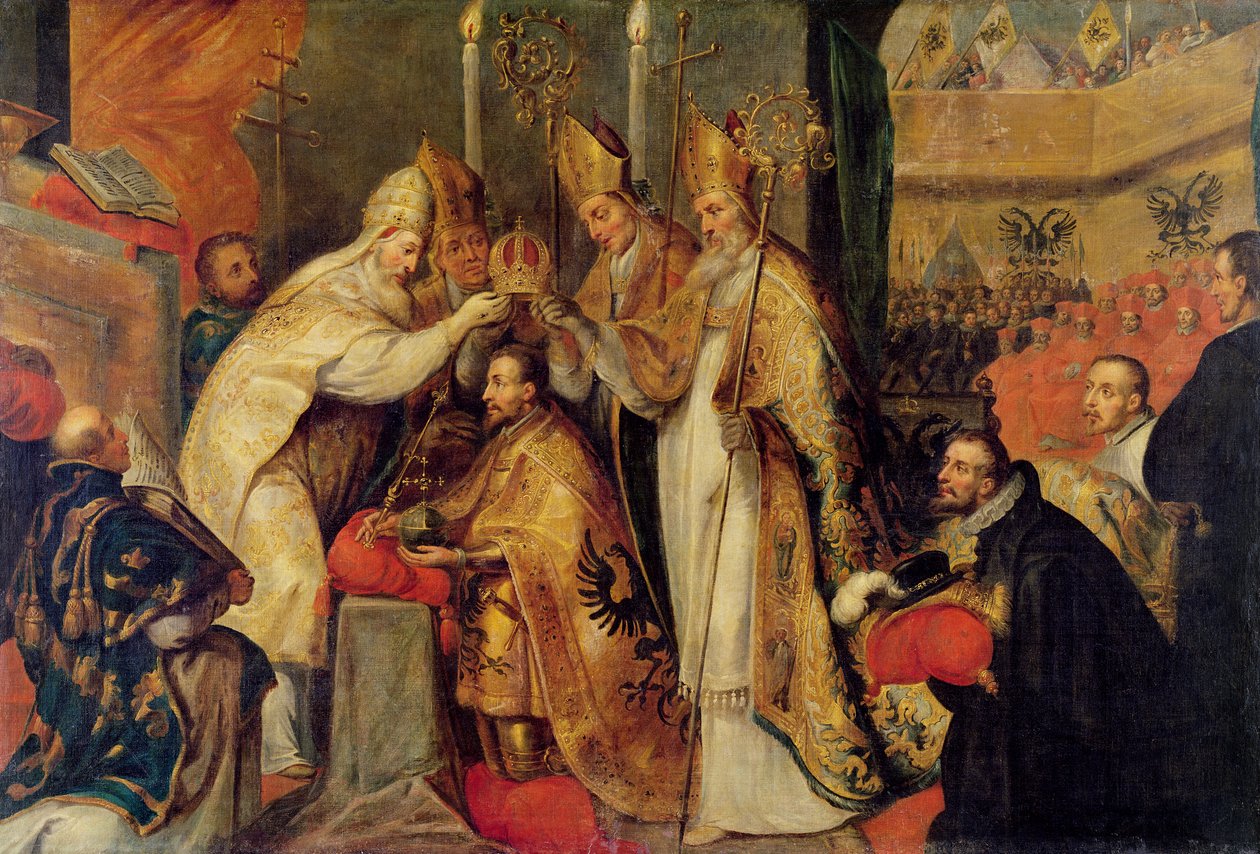 Korunovace Karla V. (1500-58) císařem Svaté říše římské od Cornelius I Schut