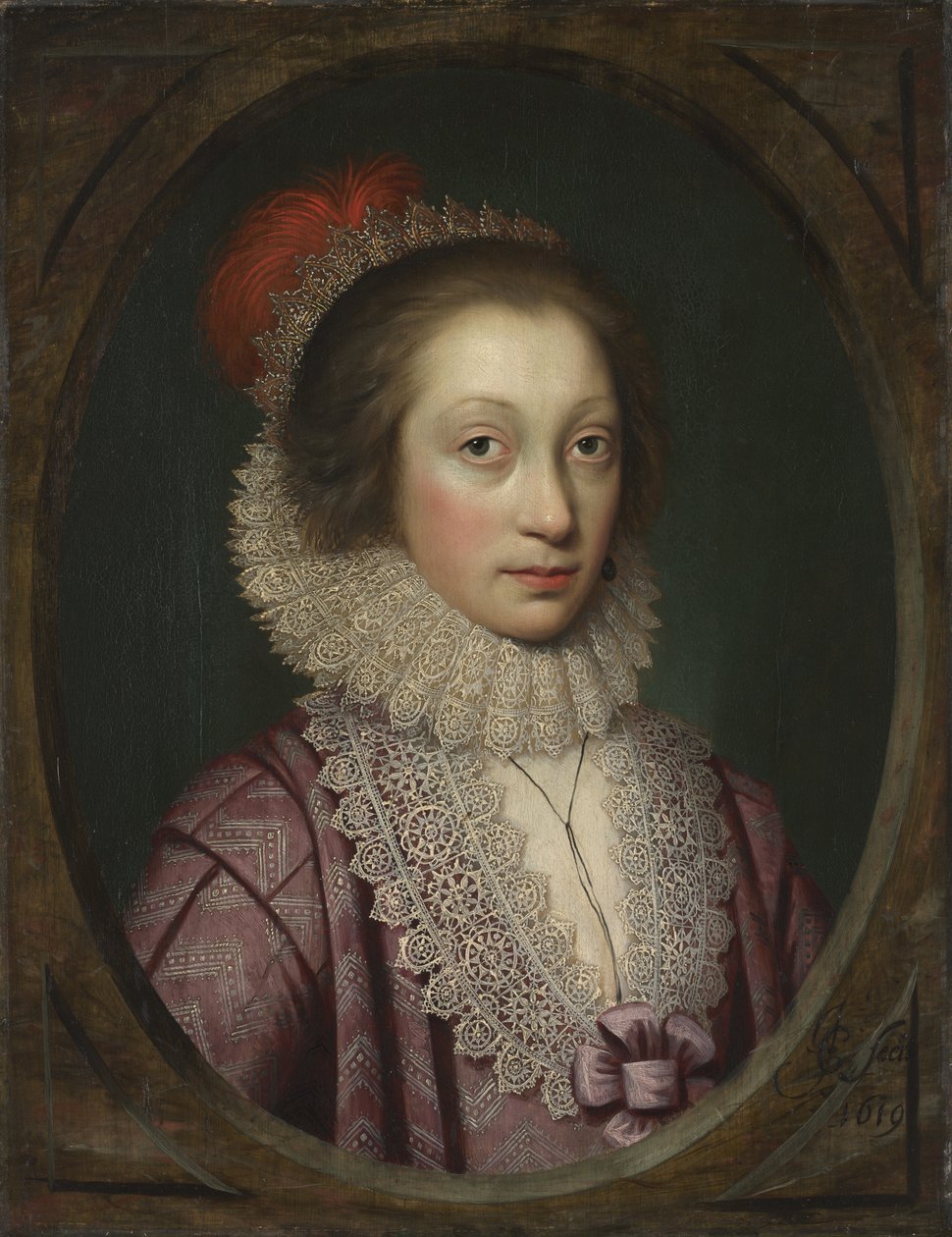 Portrét ženy, možná Elizabeth Boothby, 1619 od Cornelius Janssen van Ceulen