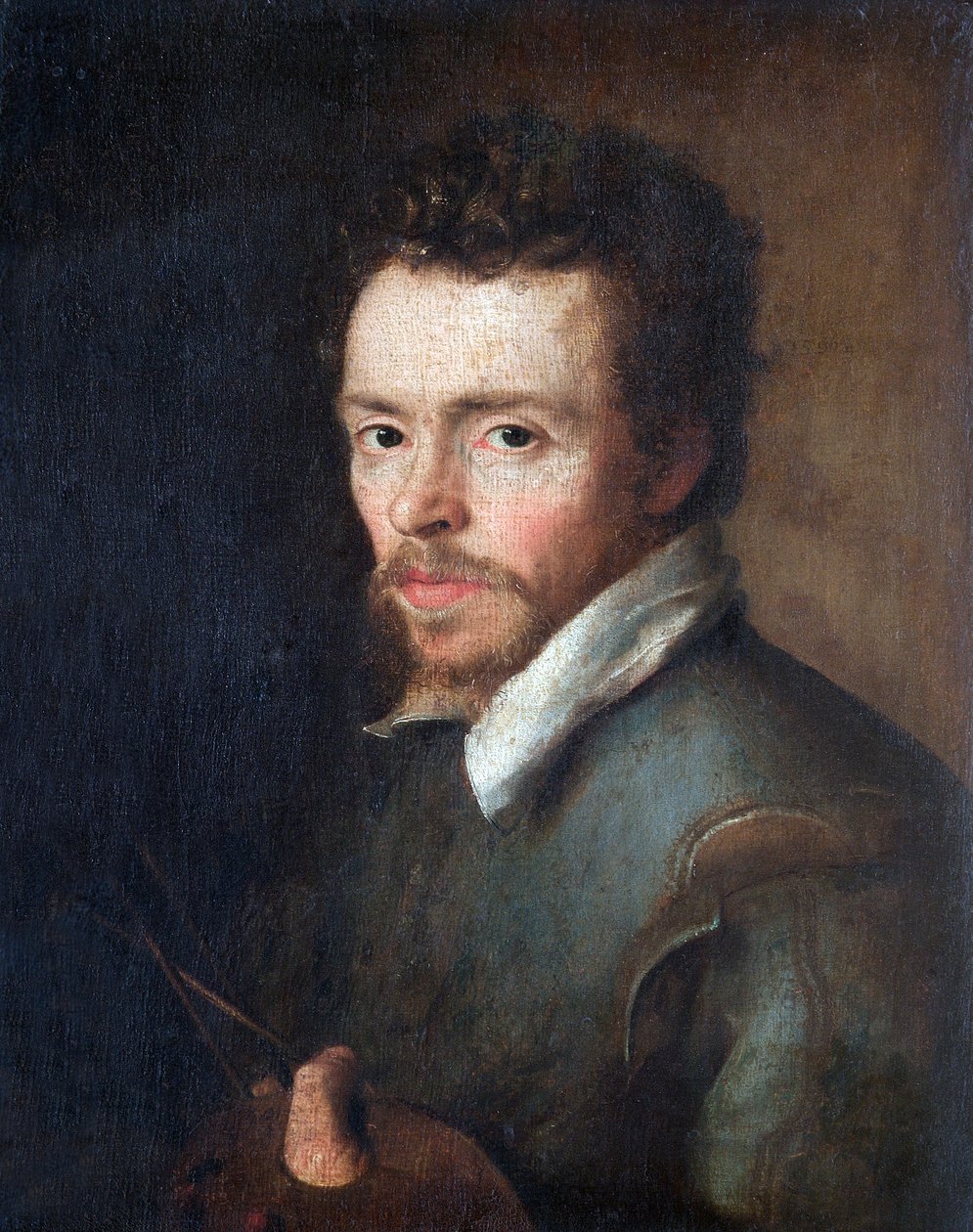 Autoportrét neznámého malíře s paletou a štětci, 1596 od Cornelius Ketel