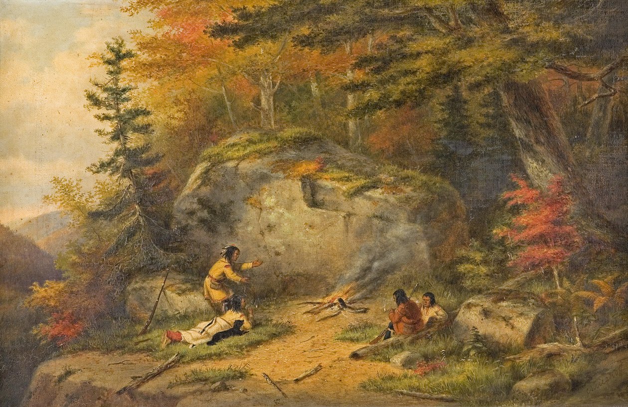 "Podzim v západní Kanadě, Chippewayští indiáni", olejomalba, Cornelius Krieghoff, 1865 od Cornelius Krieghoff