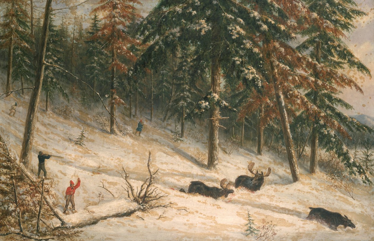 Lov losů (olej) od Cornelius Krieghoff