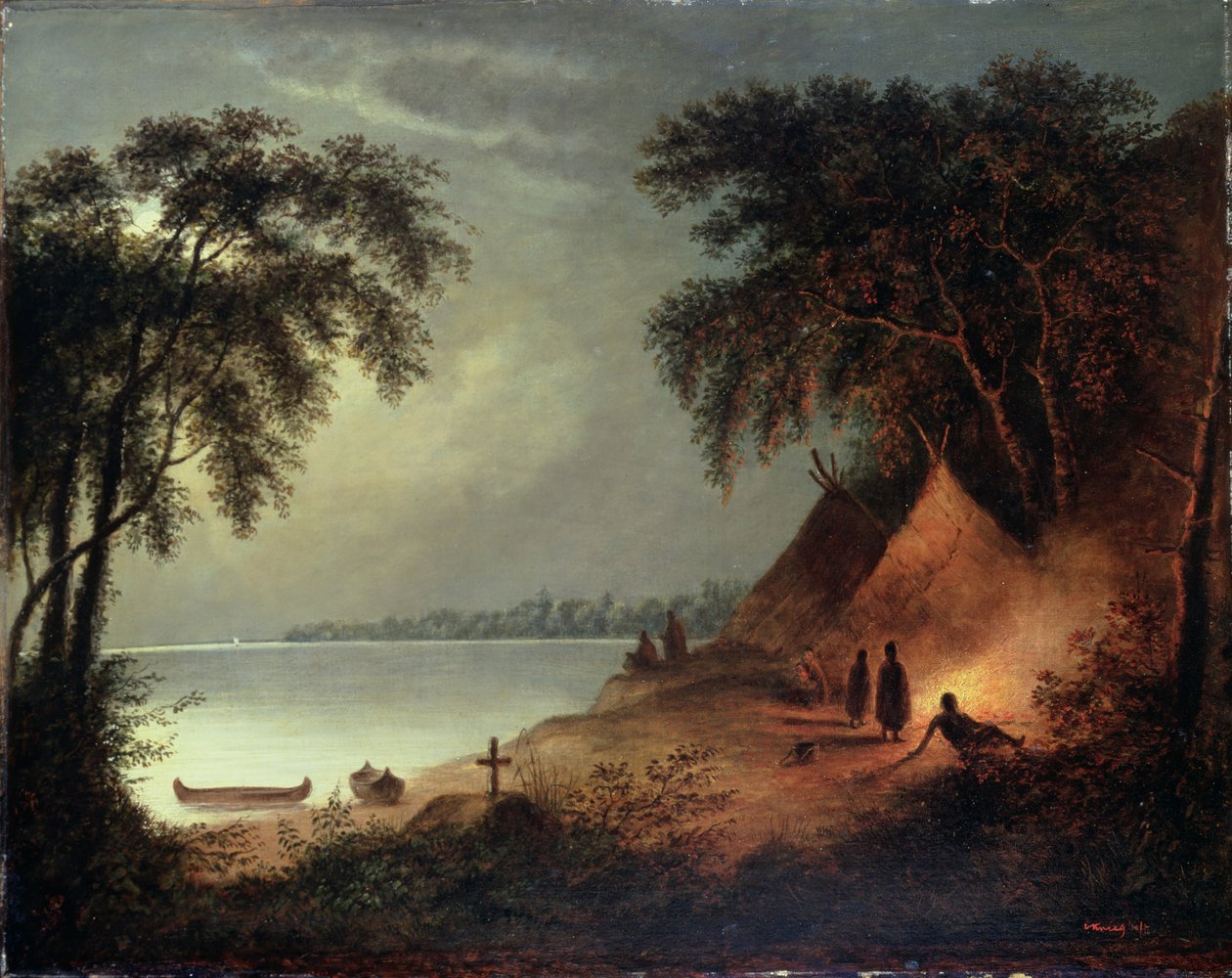 Indiánský pohřeb od Cornelius Krieghoff
