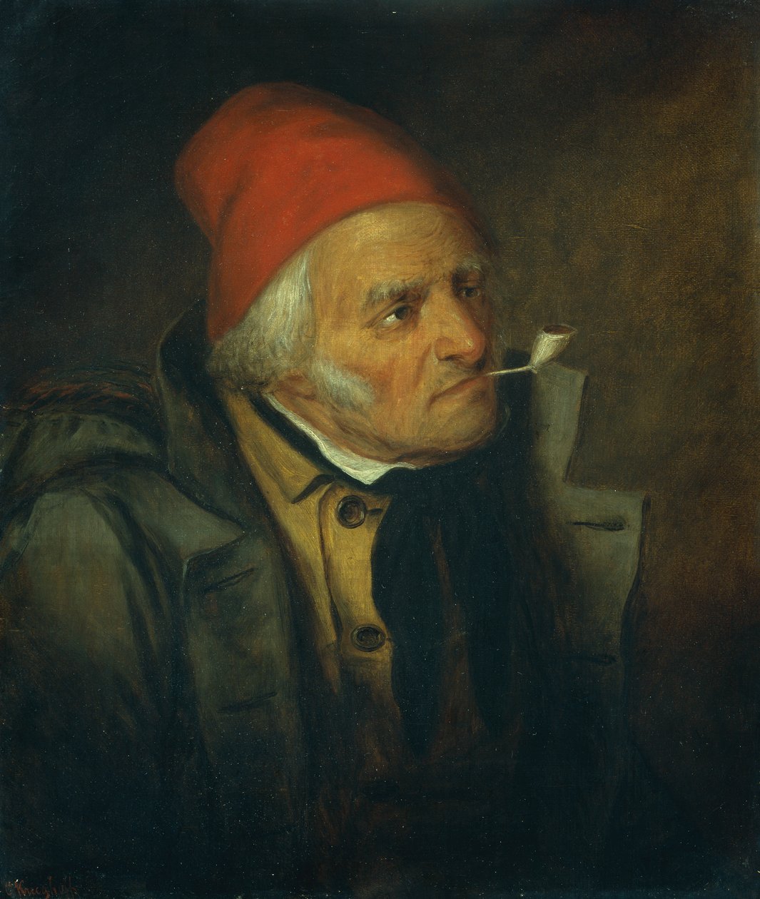 Muž s červeným kloboukem a dýmkou (olej na plátně) od Cornelius Krieghoff