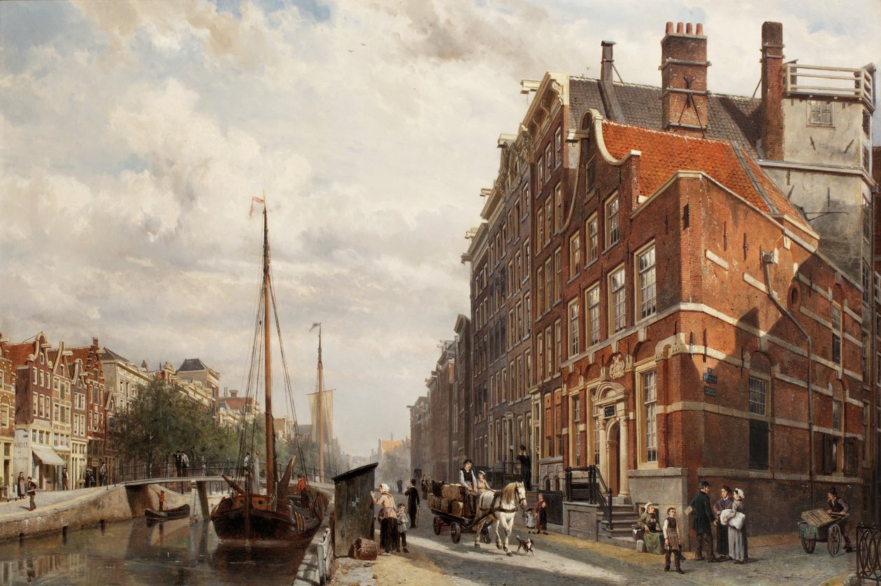 Pohled na Makelaers Comptoir na Nieuwezijds Voorburgwal, Amsterdam, 1883 od Cornelis Springer