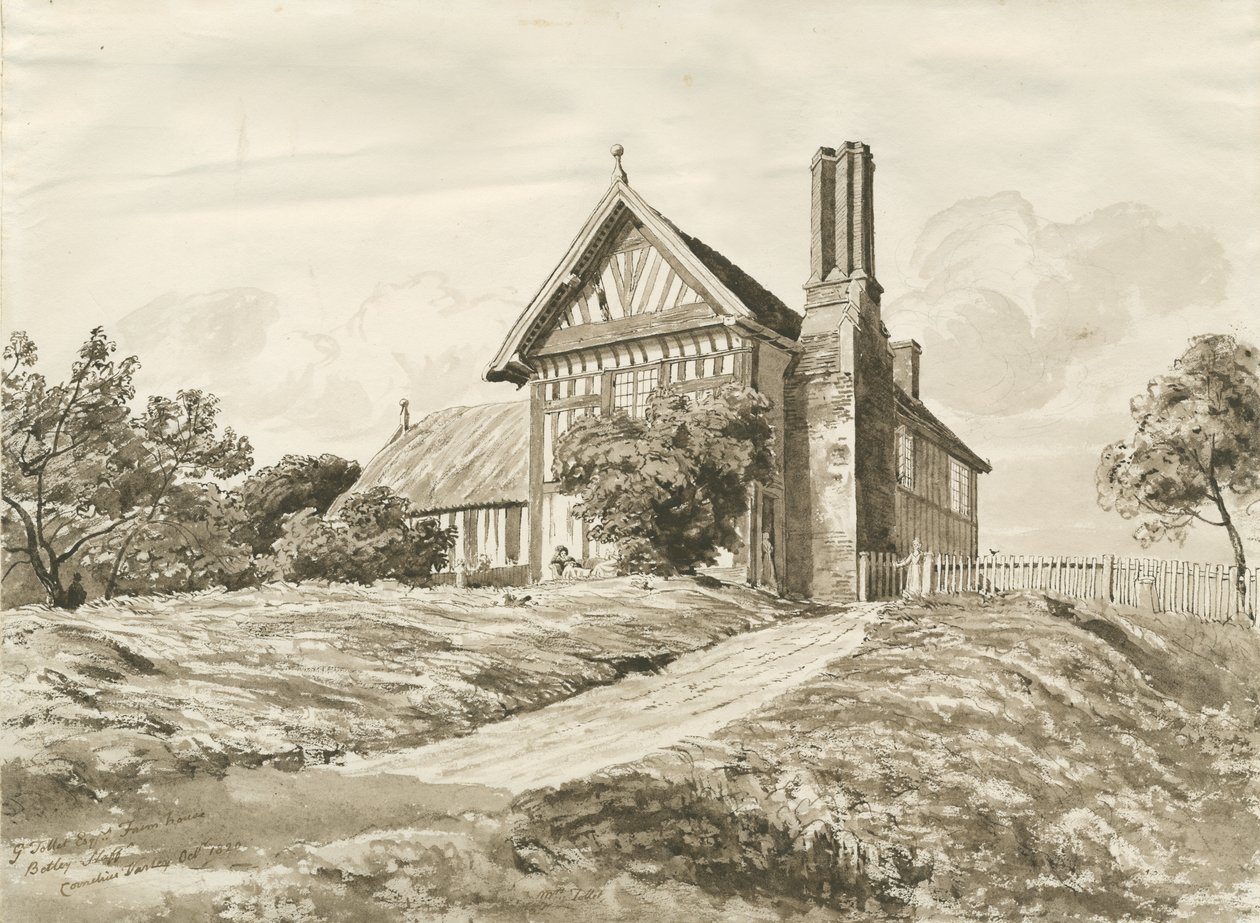 Betley - Farmhouse: kresba perem a sépií, říjen 1820 (kresba) od Cornelius Varley