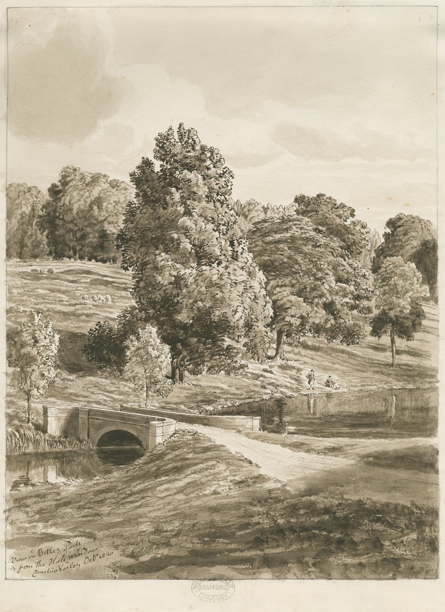 Betley Park: sépiová kresba, říjen 1820 (kresba) od Cornelius Varley