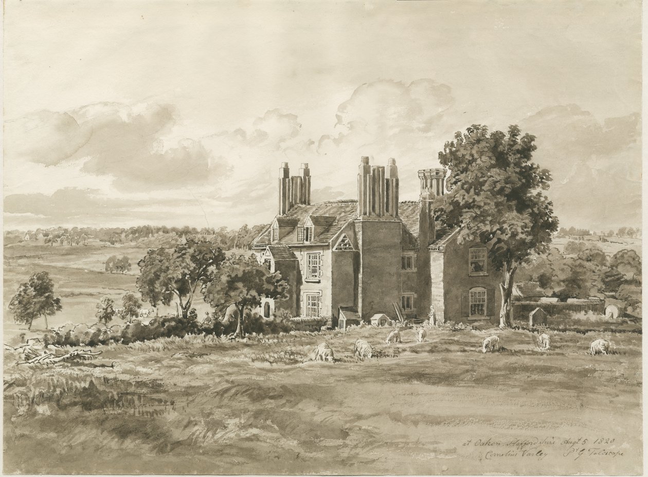 Oaken - Farm House: sépiová kresba, 5. srpna 1820 (kresba) od Cornelius Varley