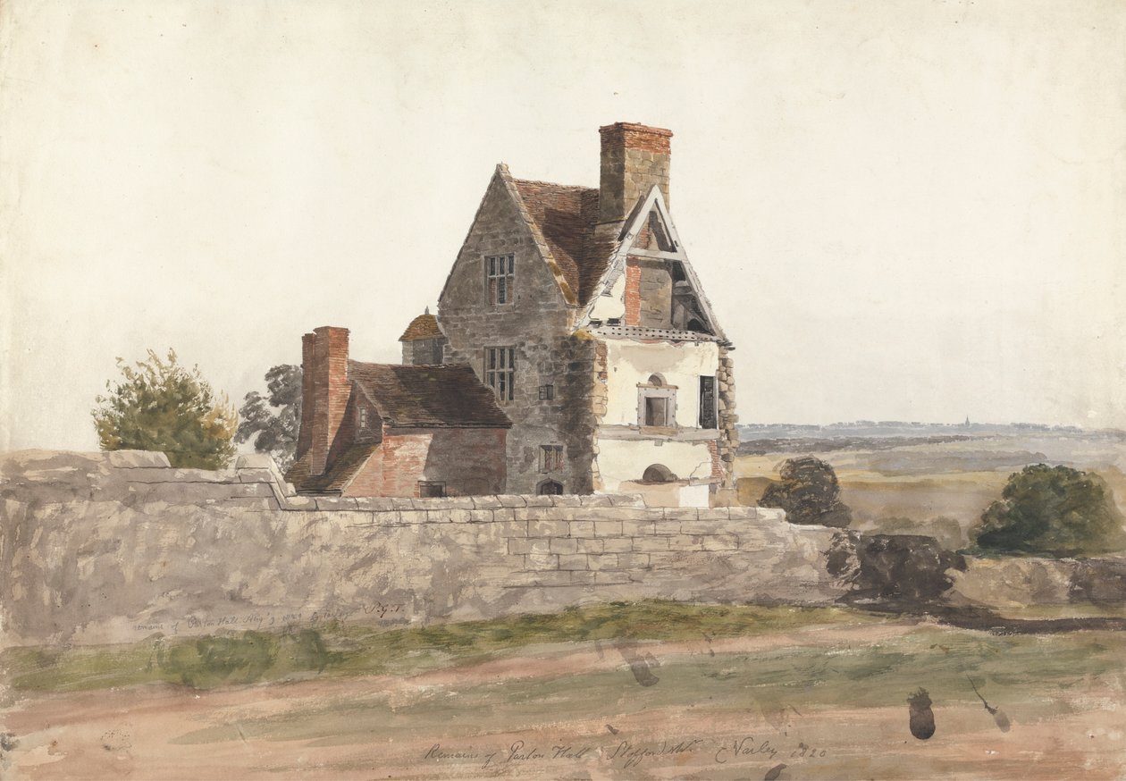 Pozůstatky Purton Hall, Staffordshire od Cornelius Varley