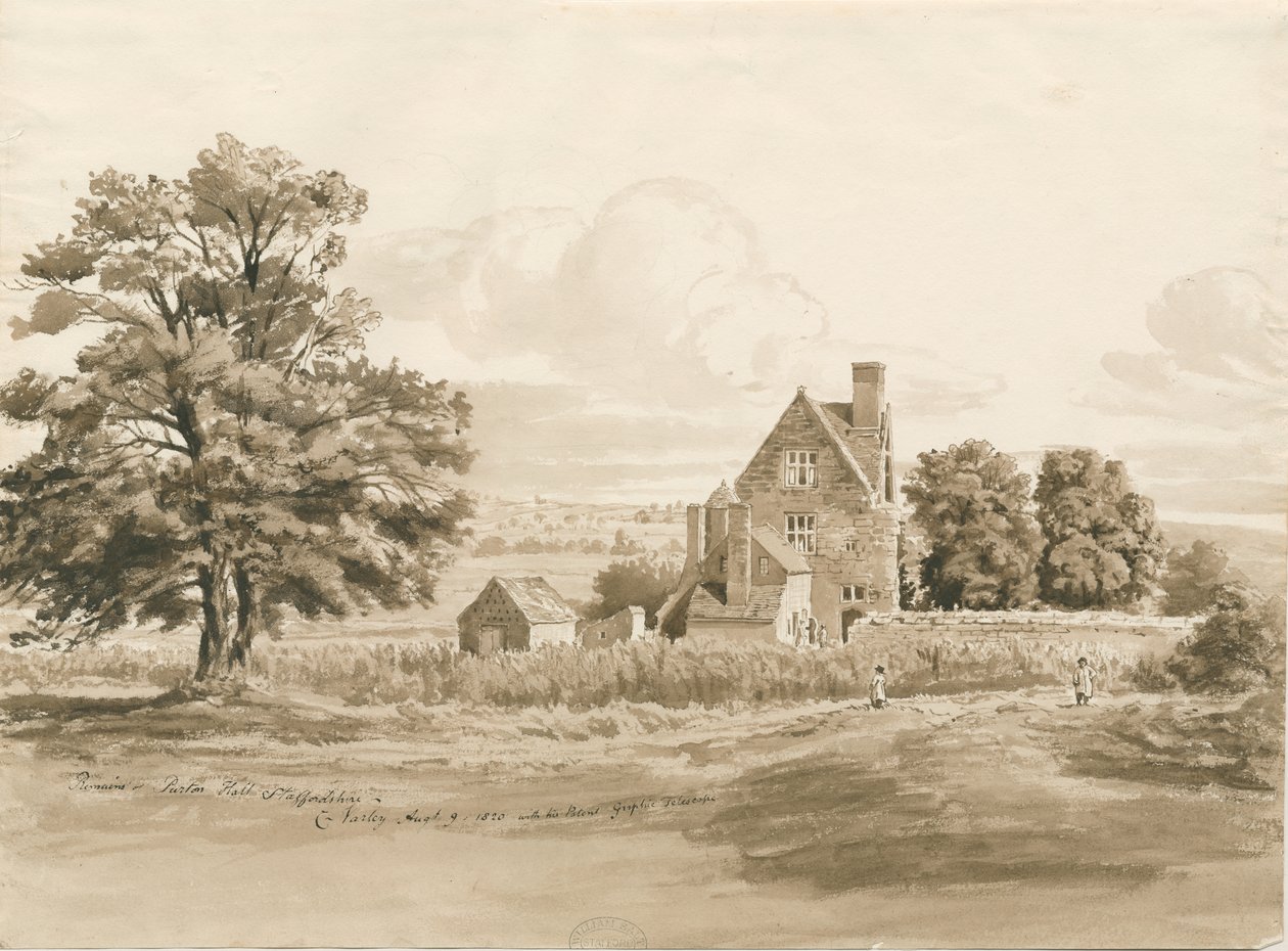 Tettenhall - Perton Hall: sépiová kresba, 9. srpna 1820 (kresba) od Cornelius Varley