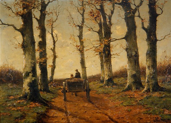 A Country Lane, cca 1880 (olej na panelu) od Cornelius Westerbeek Jrn.