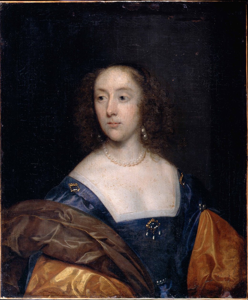 Portrét dámy v modrém od Cornelius the elder Johnson